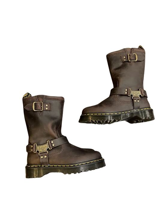Dr. Martens Shoes - Dr. Martens Airwair Anistone Hi Leather Biker Boots Size Women 7 Motor Punk NWB